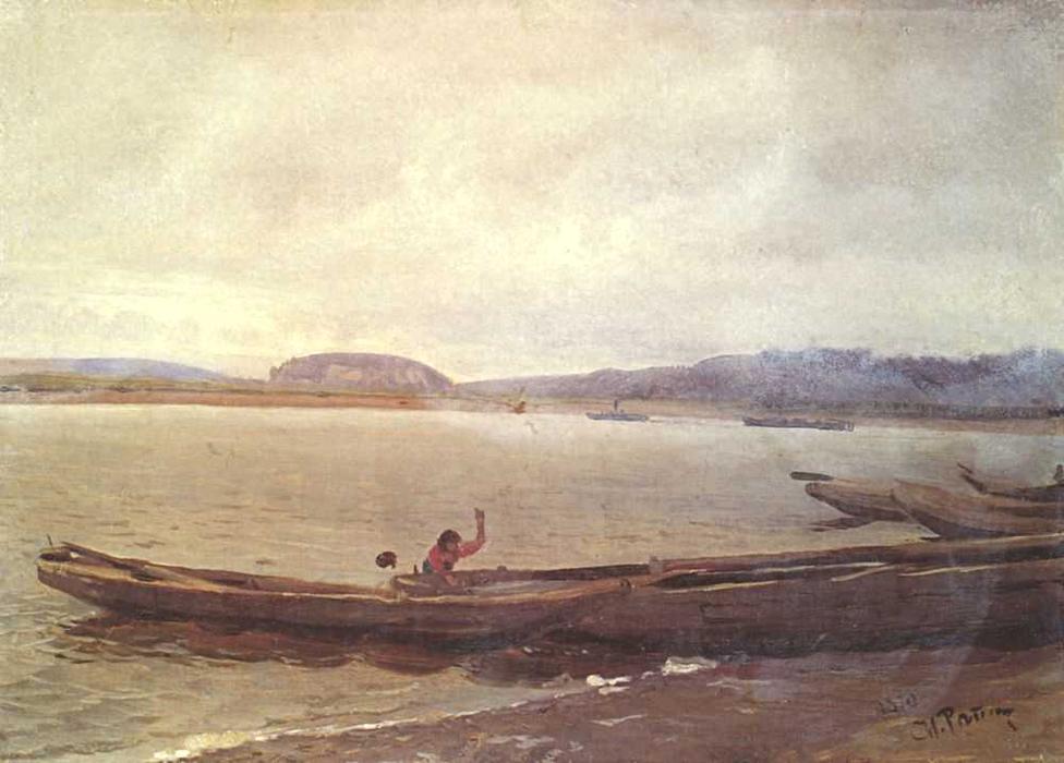 Landscape Of The Volga With Boats — Ilya Yefimovich Repin
