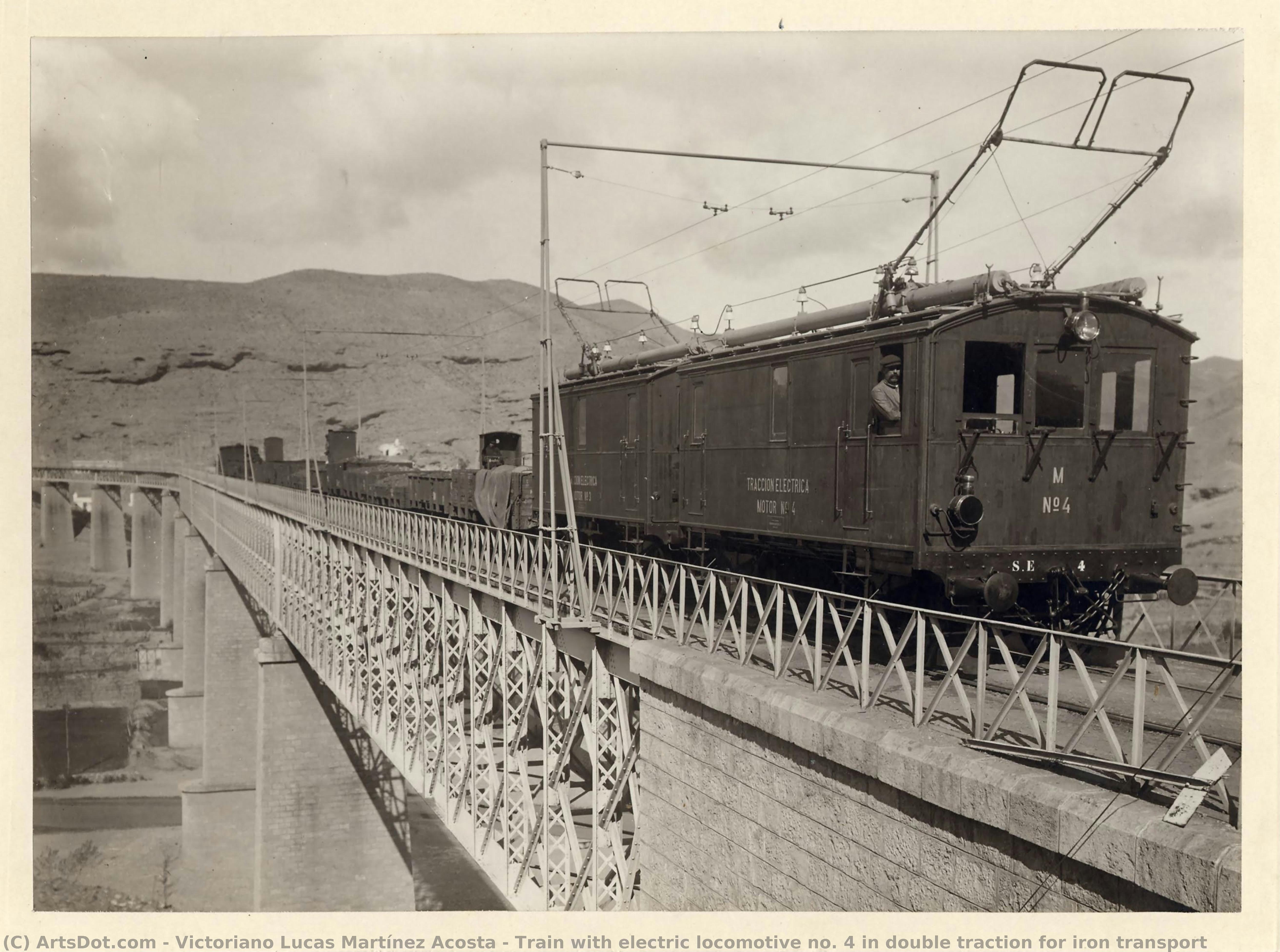 Train With Electric Locomotive No. 4 In Double Traction For Iron Transport — Victoriano Lucas Martínez Acosta