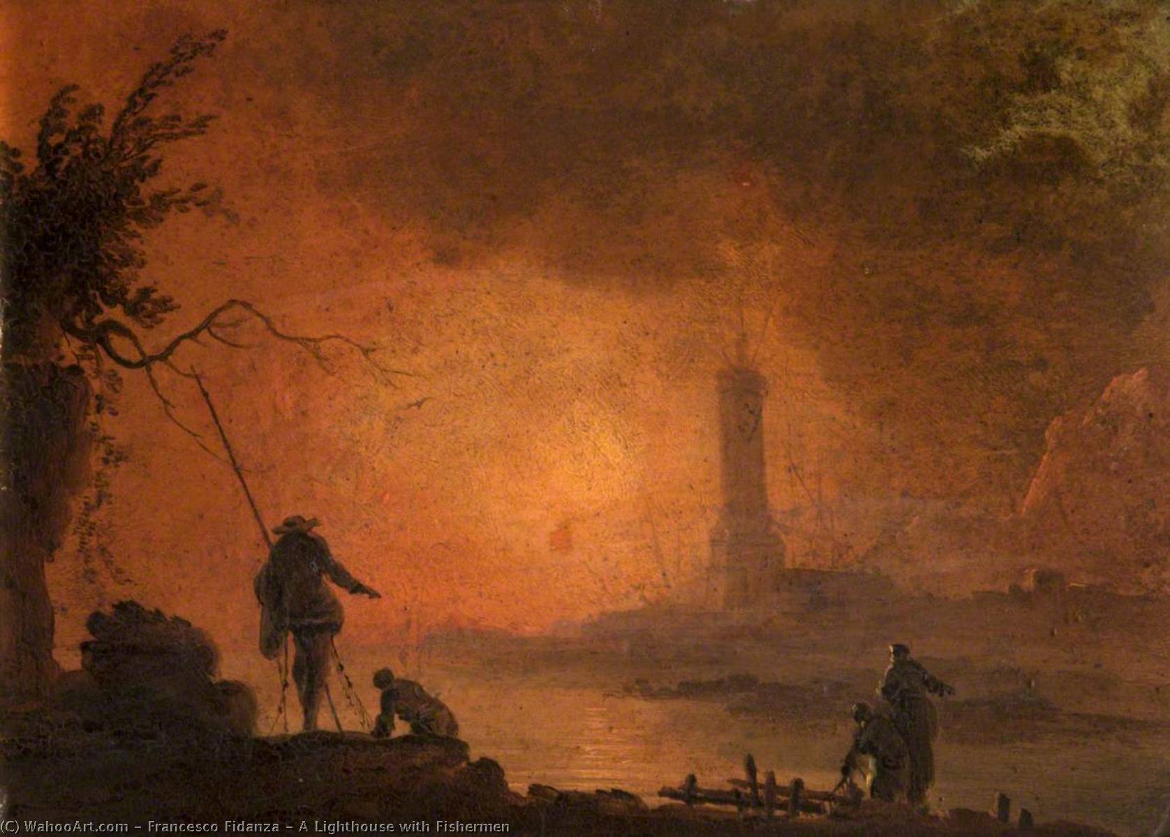 A Lighthouse With Fishermen — Francesco Fidanza