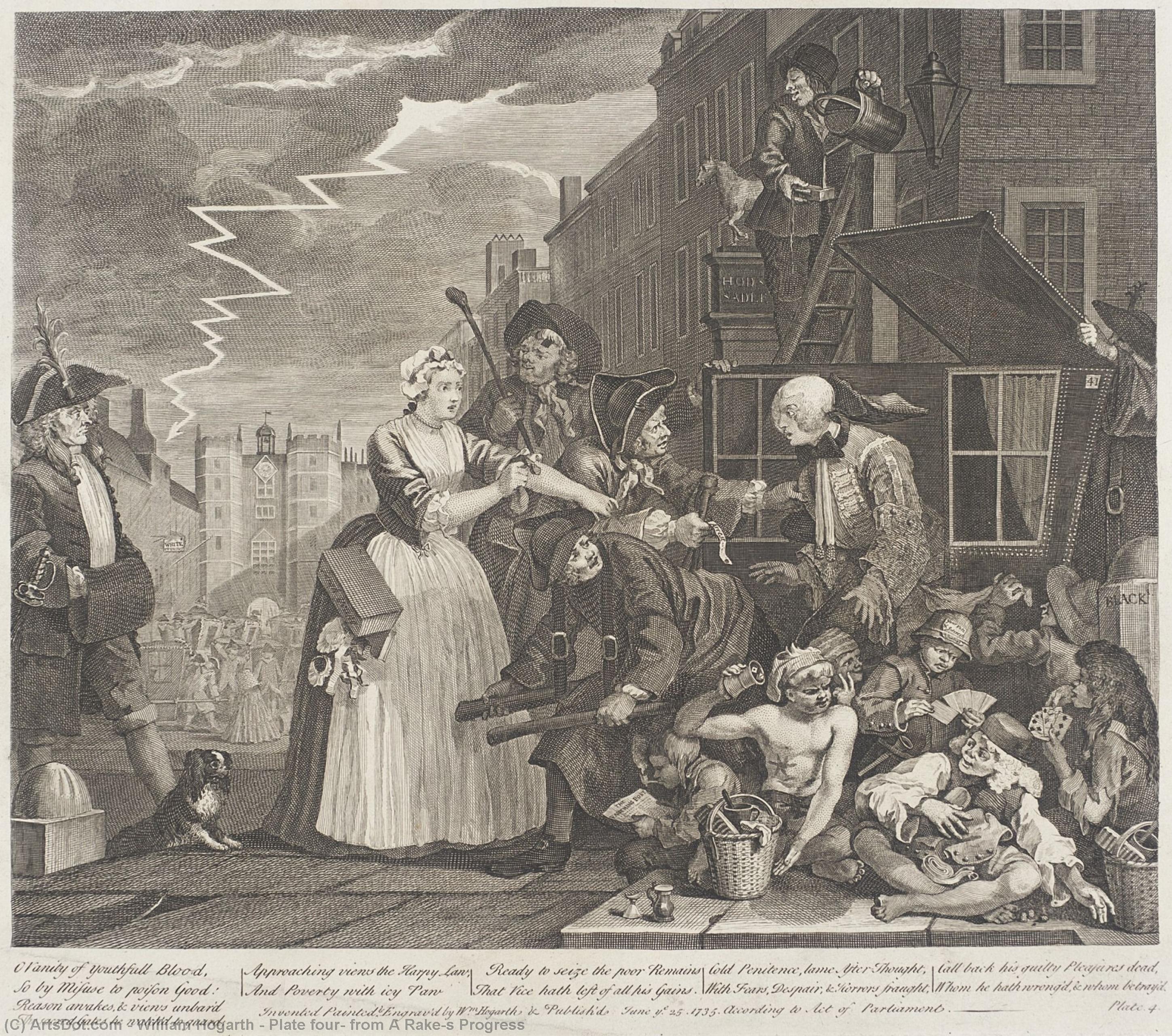 Plate Four, From A Rake's Progress — Хогарт