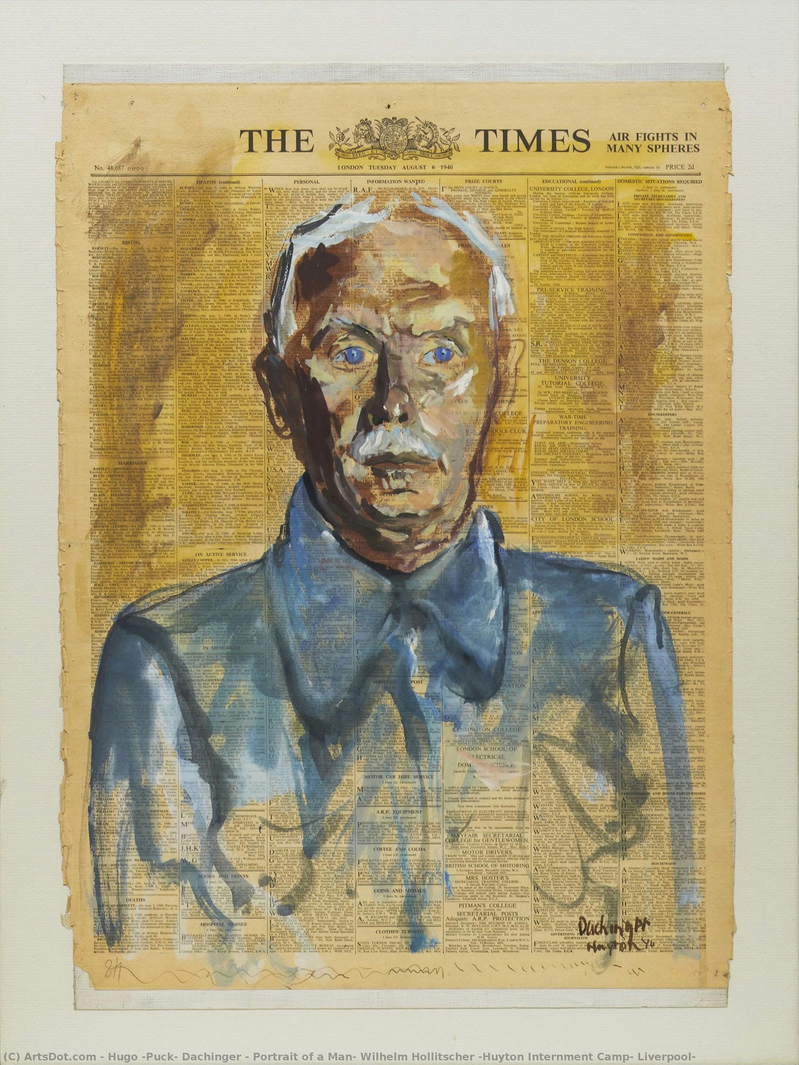 Portrait Of A Man: Wilhelm Hollitscher (huyton Internment Camp, Liverpool) — Hugo 'puck' Dachinger