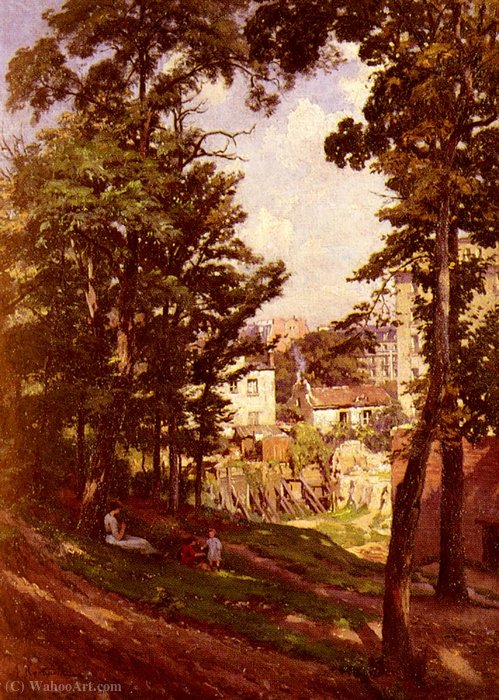 La Famille Du Peintre Sur Les Hauteurs De Montmartre — Alfred Renaudin