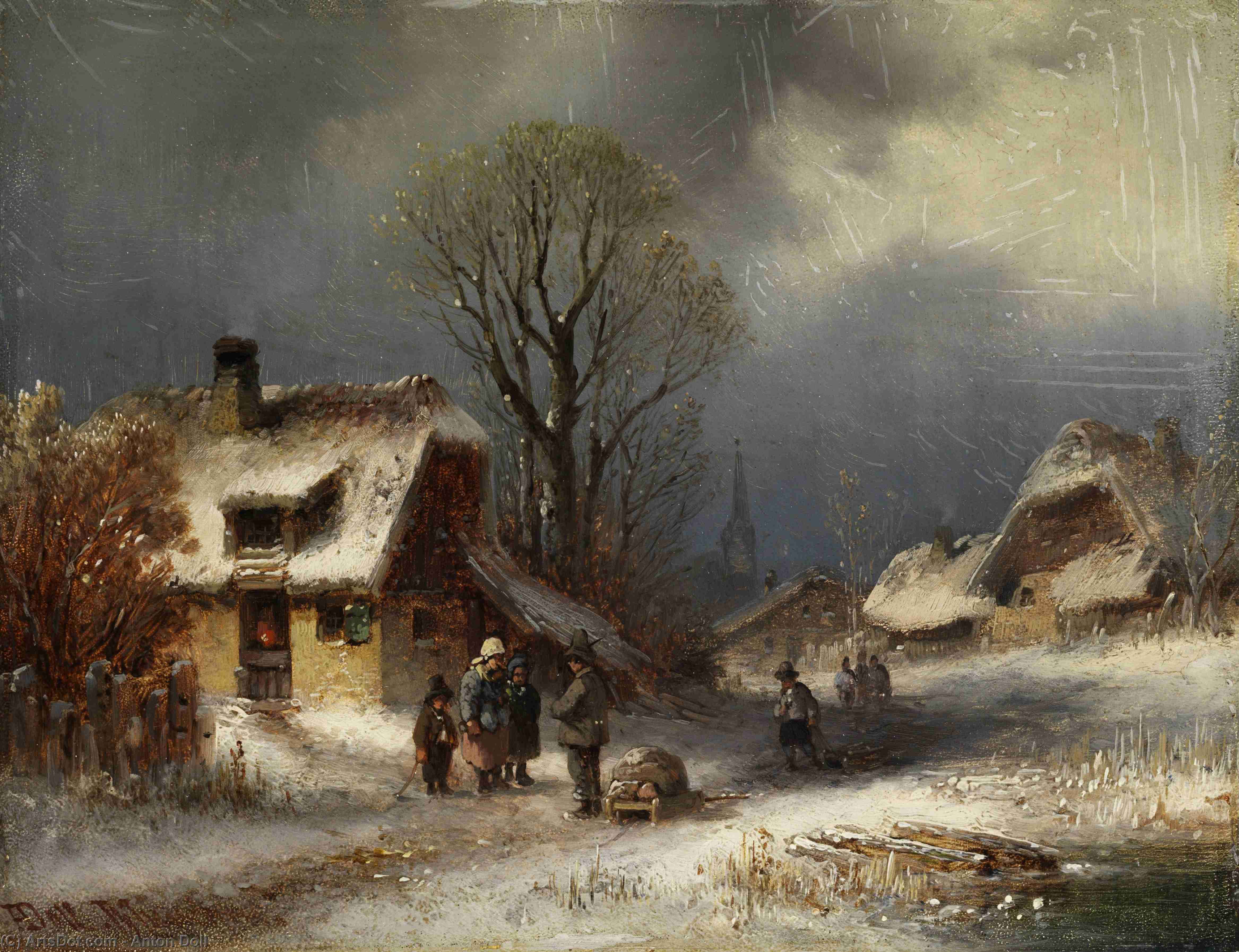 Winter Village Scene — Anton Doll