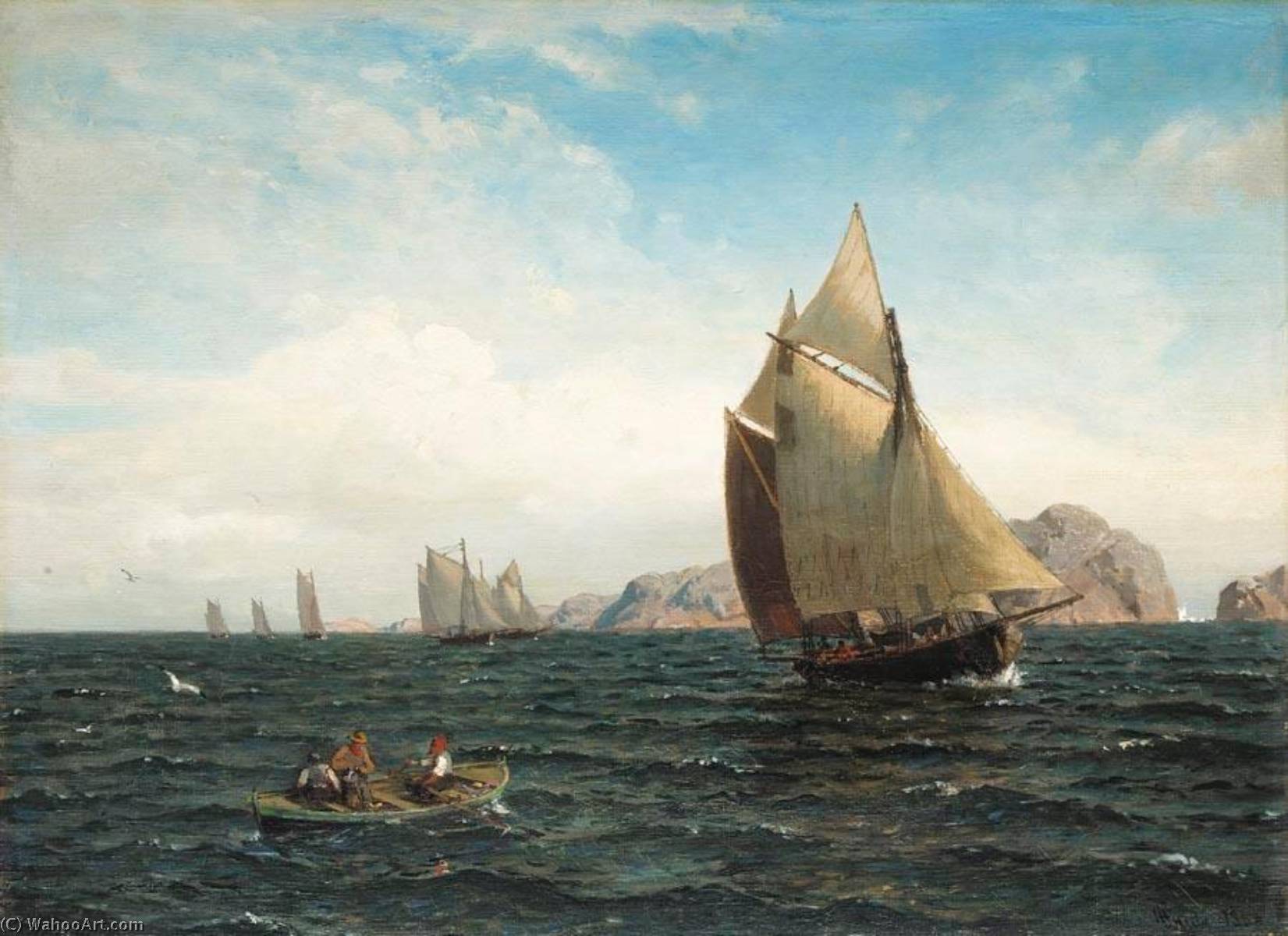 Sailboats On The Fjord Sailing Of The Norwegian Coast — Hans Fredrik Gude