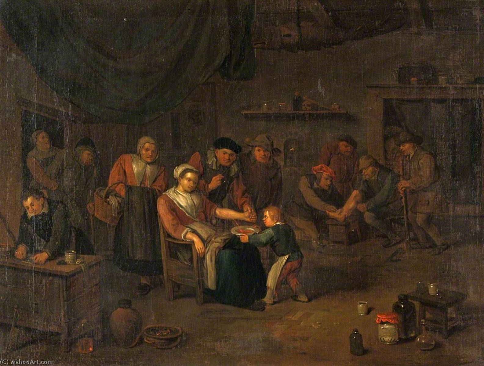 Interior Of A Surgery With A Woman Having Blood Let From The Arm And Other Figures — Egbert Van Heemskerck Ii