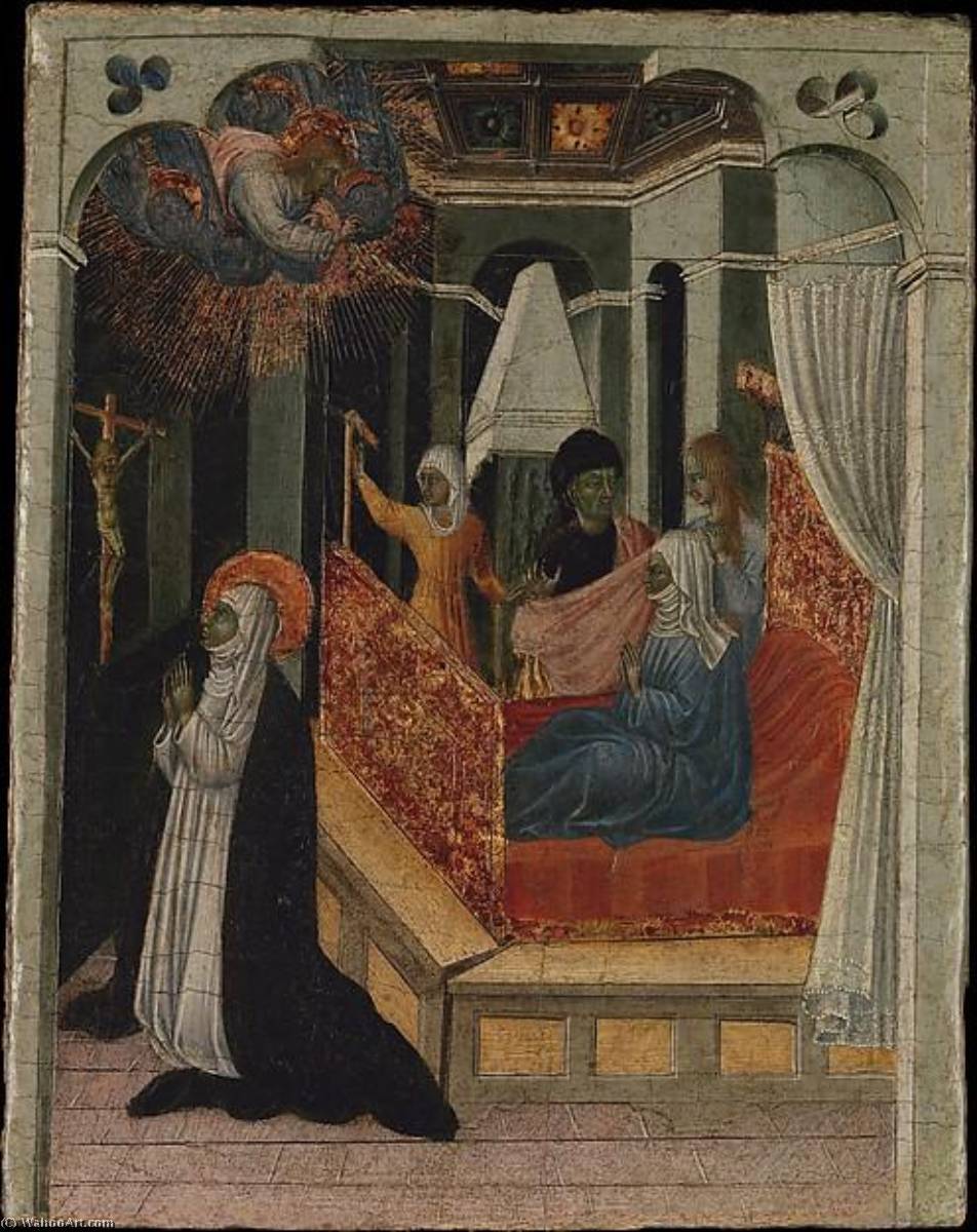 Saint Catherine Of Siena Beseeching Christ To Resuscitate Her Mother — Giovanni Di Paolo Di Grazia