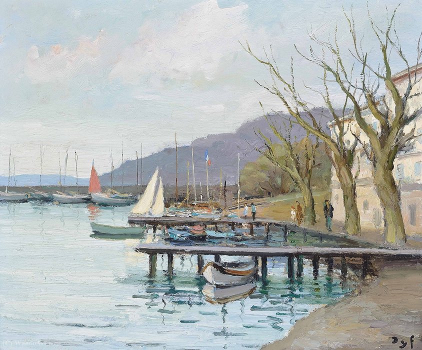 Sailing Boats In Provence At The Gulf Of Juan, (1979) — Marcel Dyf