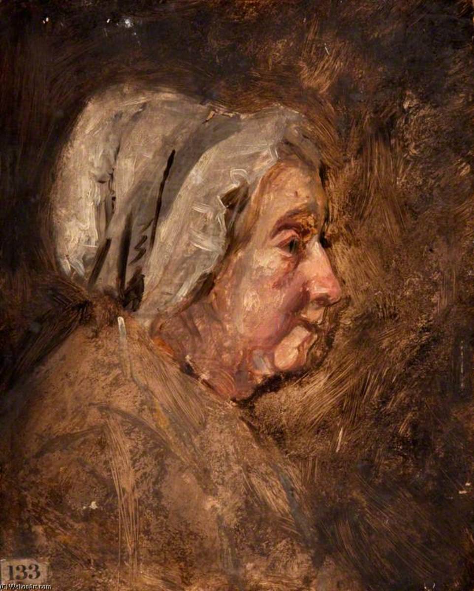 Head Of An Old Woman With A Cap, In Profile To The Right — John Graham Gilbert