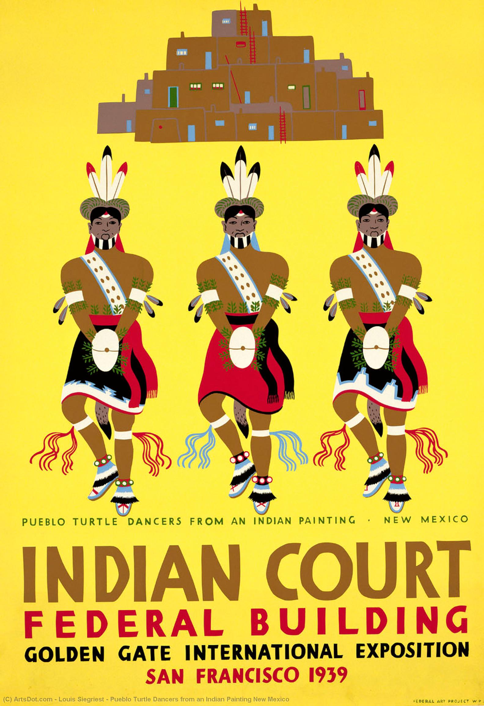 Pueblo Turtle Dancers From An Indian Painting New Mexico — Louis Siegriest