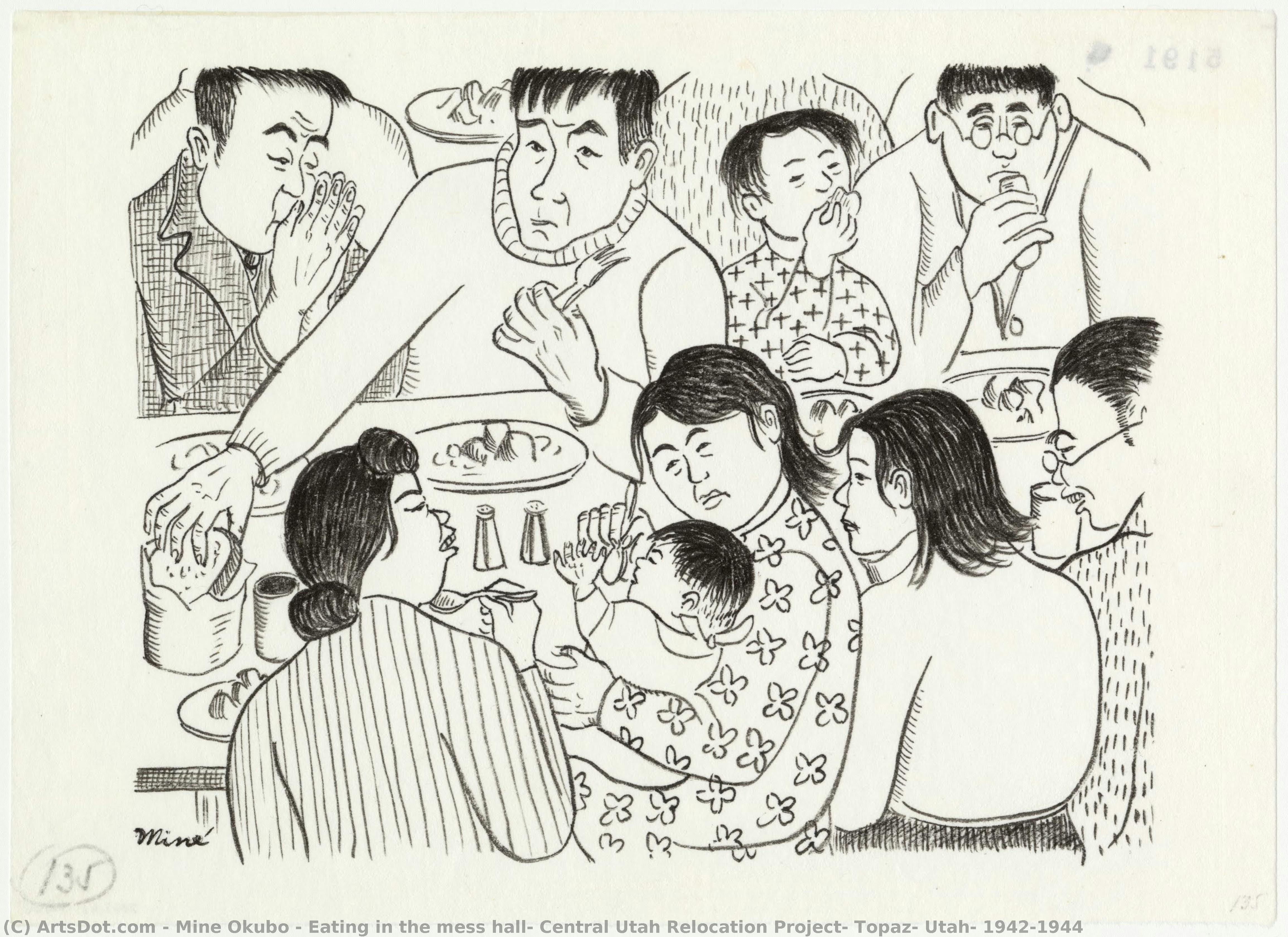 Eating In The Mess Hall, Central Utah Relocation Project, Topaz, Utah, 1942-1944 — Мине Окубо