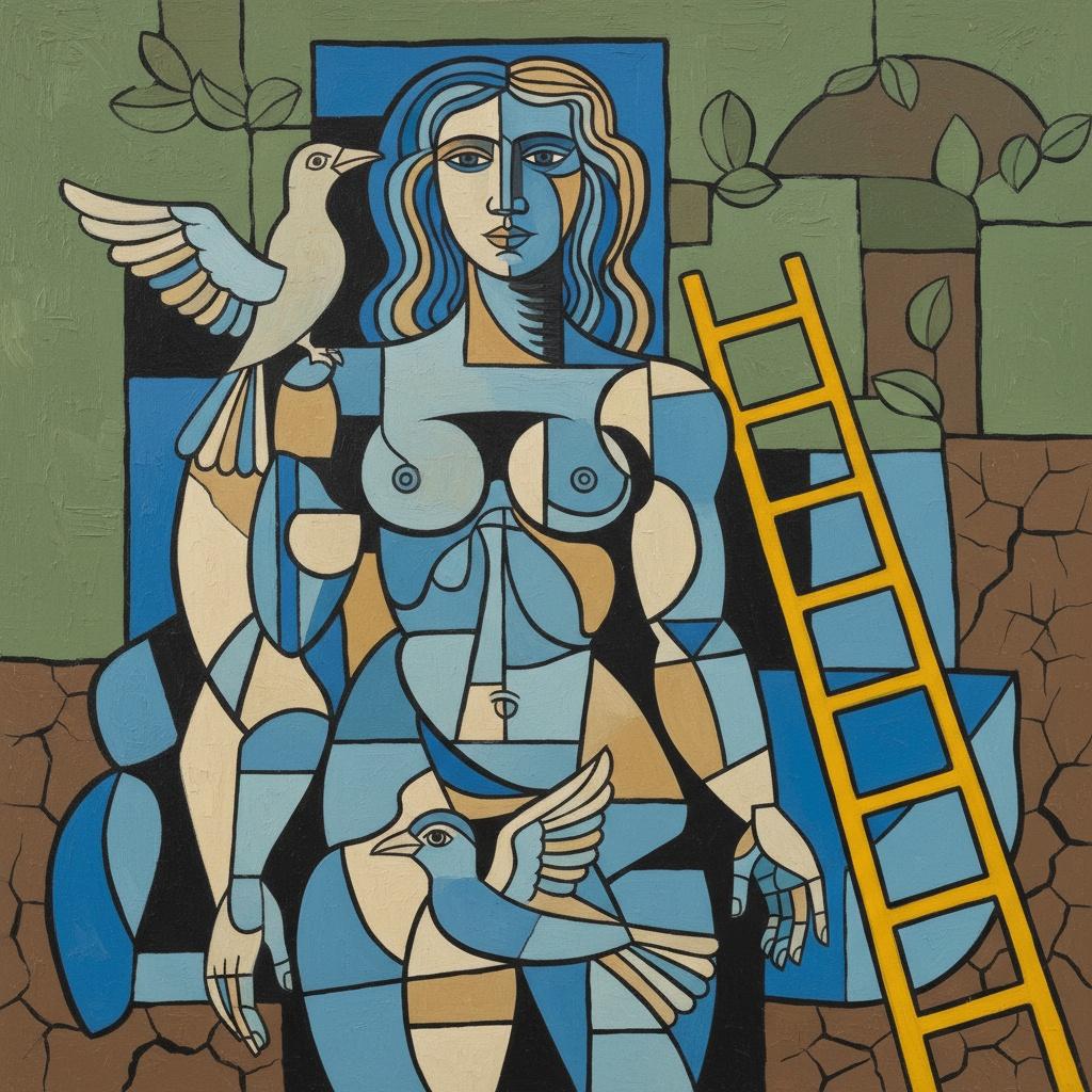 Fragmented Serenity In Ochre And Cerulean — Marc Duvallier