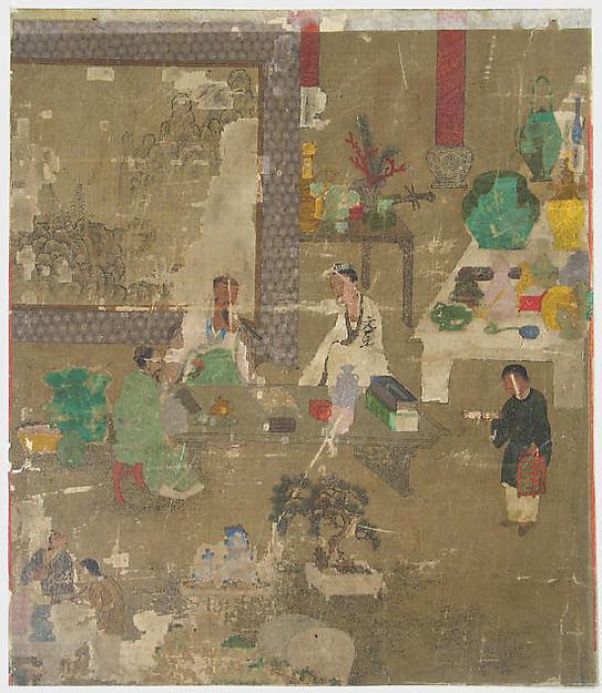 Examining Antiques At Literati Gathering — Wang Li Mu