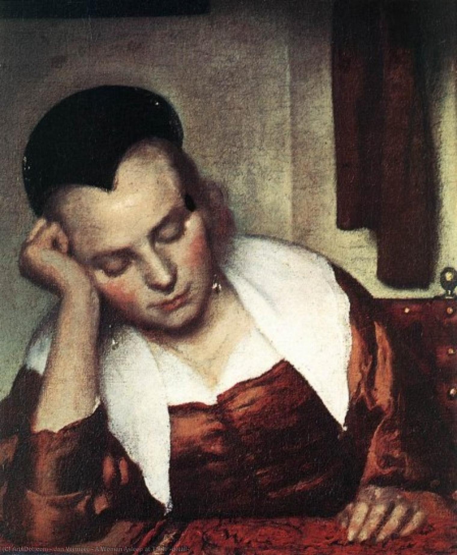 A Woman Asleep At Table (detail) — Johannes Vermeer