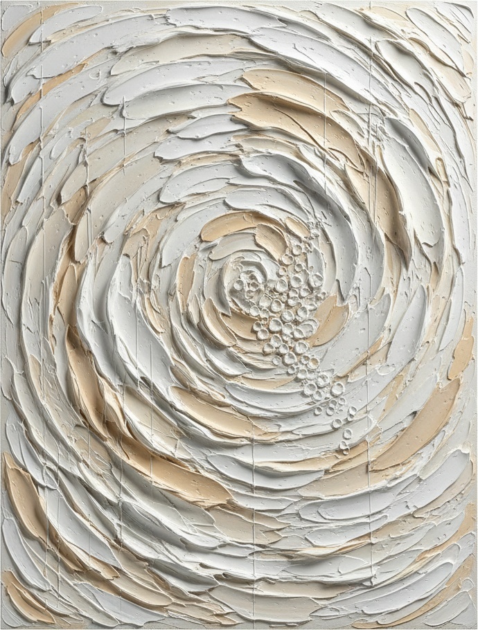 Ätherischer Wirbel Aus Skulpturalem Licht In Monochromem Impasto-relief — David Moreau