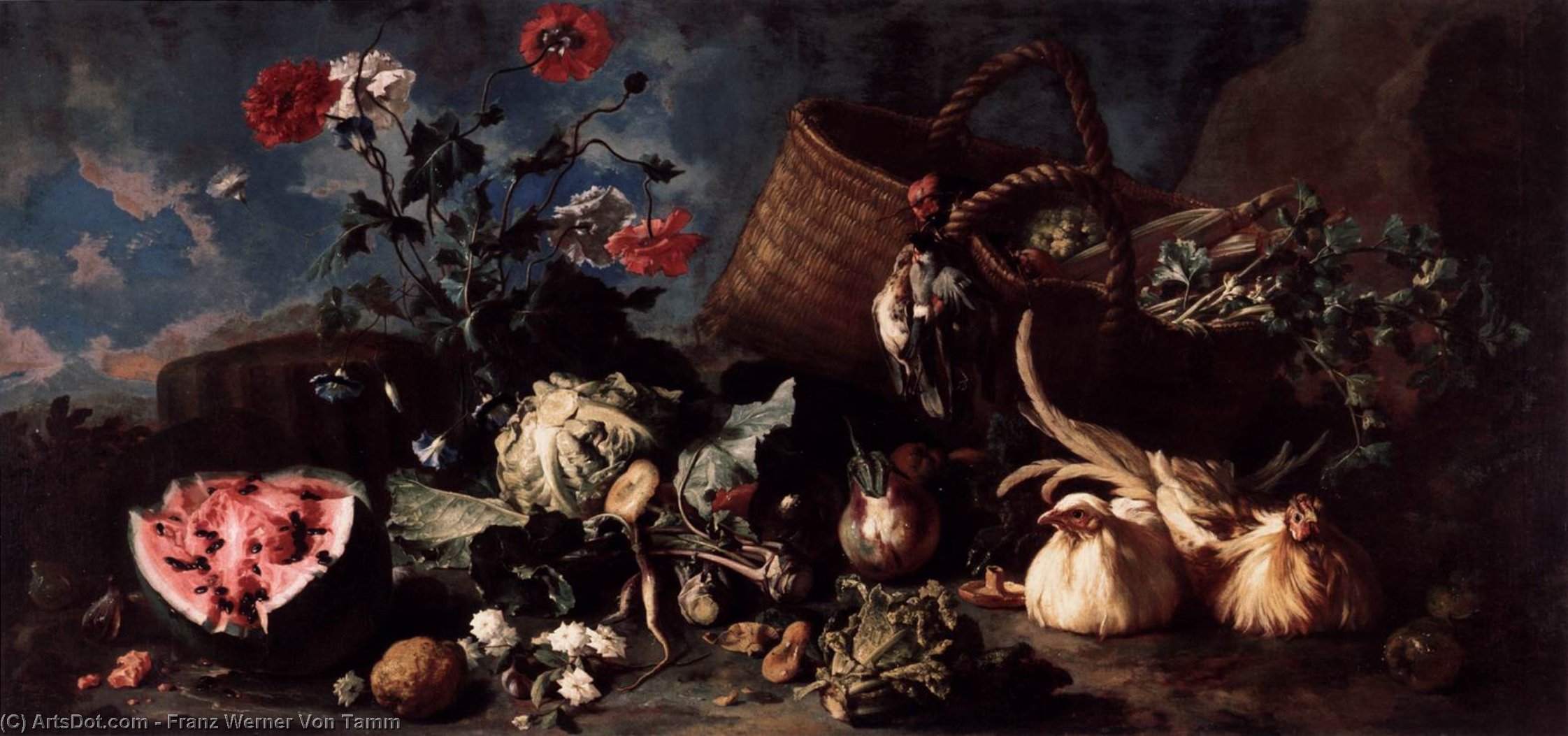 Flowers, Fruit, And Poultry — Franz Werner Von Tamm