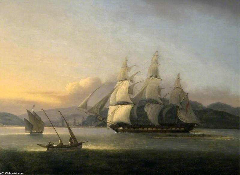 British Man O' War And Fishing Boats Off The Coast — Thomas Luny