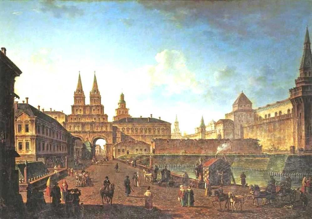 View Of The Voskresenskie And Nikolskie Gate And Neglinniy Brige From Tverskaia Street In Moscow — Fedor Yakovlevich Alekseev