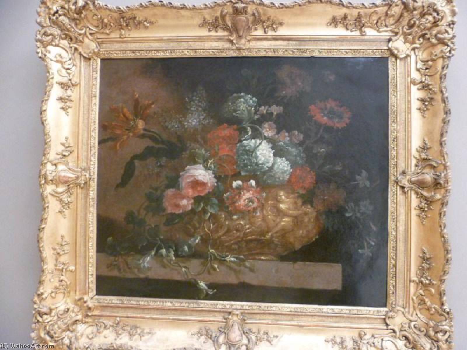 Fleurs Dans Un Vase Ornemental (peinture Déposée) — Jean Baptiste Monnoyer