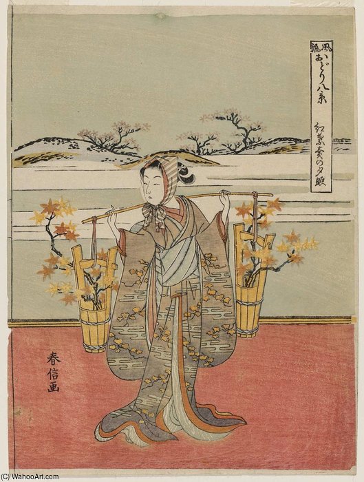 Sunset Glow Of The Maple-leaf Seller — Suzuki Harunobu