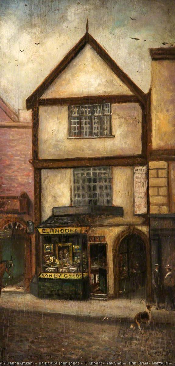 E. Rhodes' Toy Shop, High Street, Nantwich, Cheshire, 1885 — Herbert St John Jones