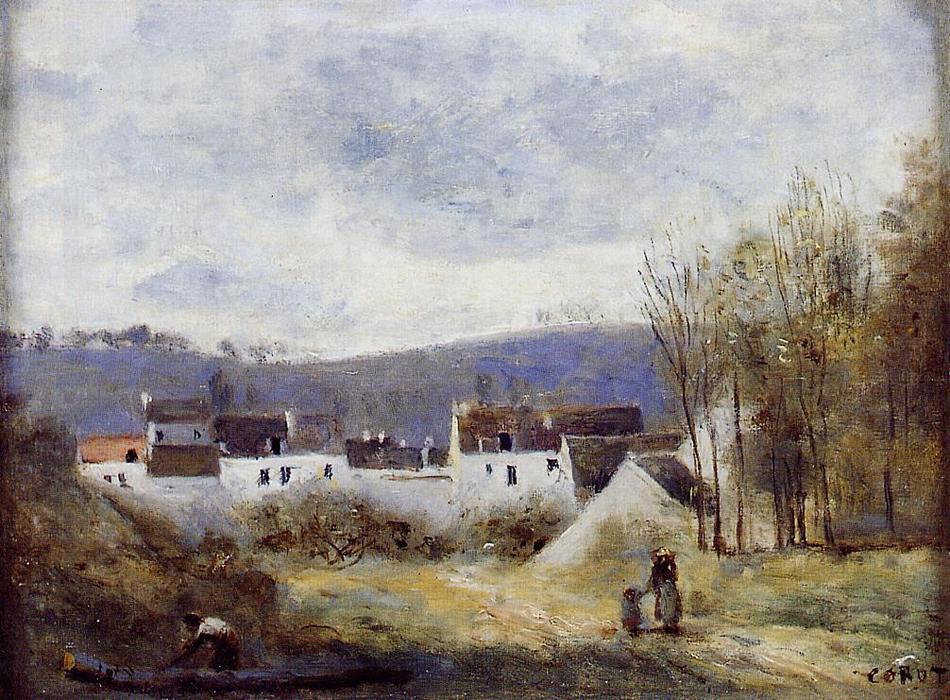Village At The Foot Of A Hill, Ile-de-france — Jean-baptiste-camille Corot