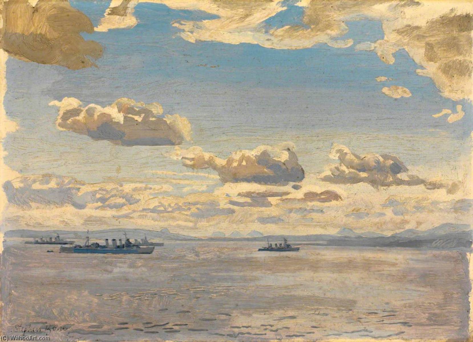Home Fleet Cruisers In The Firth Of Forth — Stephen Bone