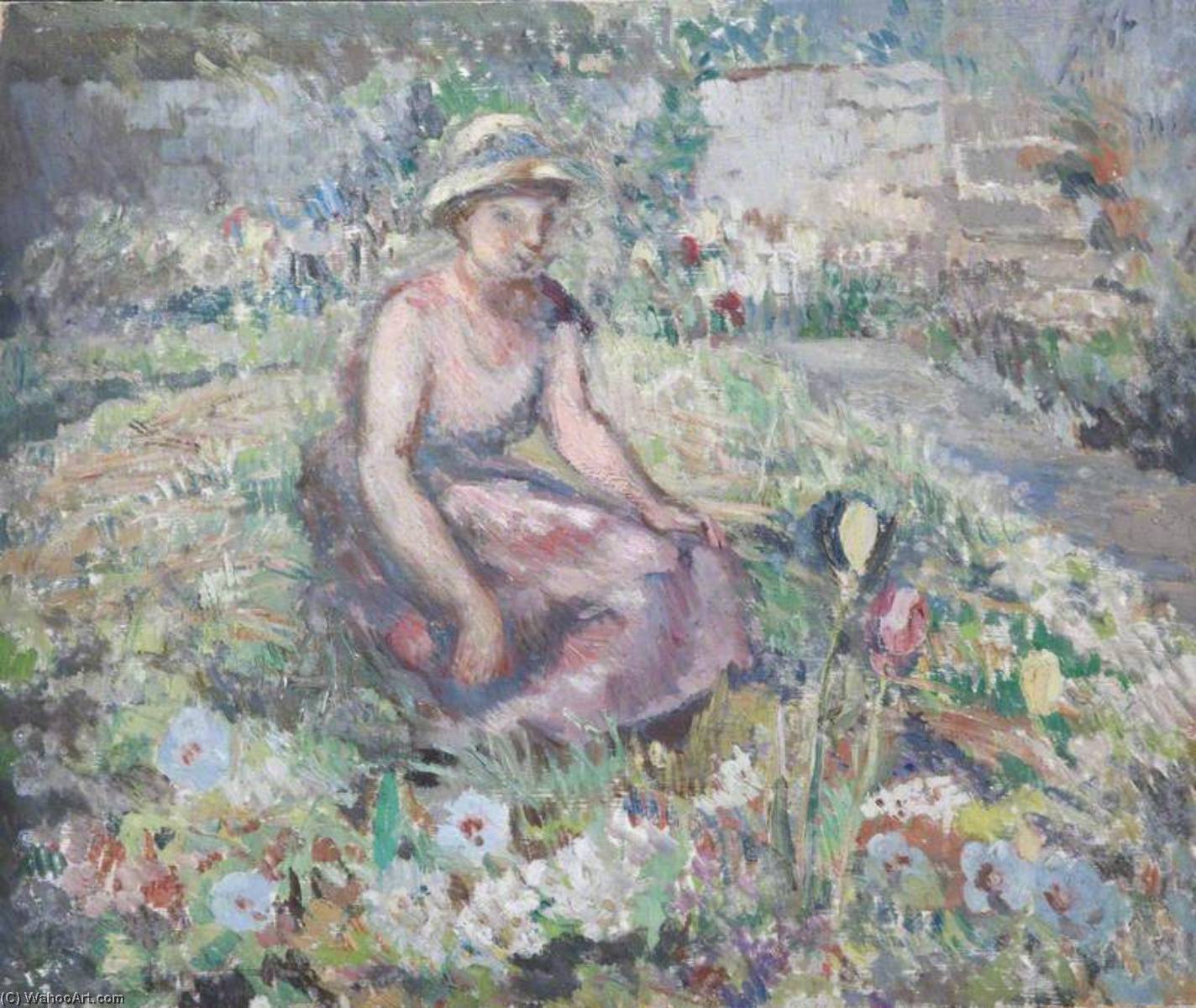 A Woman Sitting Amongst Flowers — Alan Francis Clutton Brock