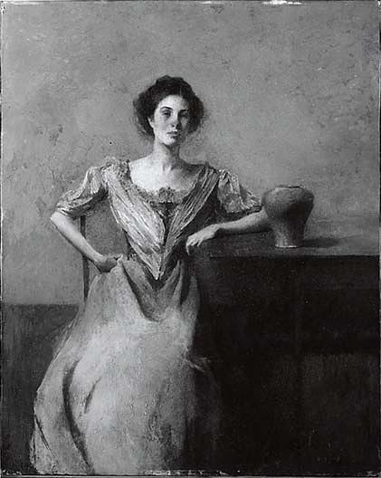 Woman Seated At Table, (painting) — Thomas Wilmer Dewing