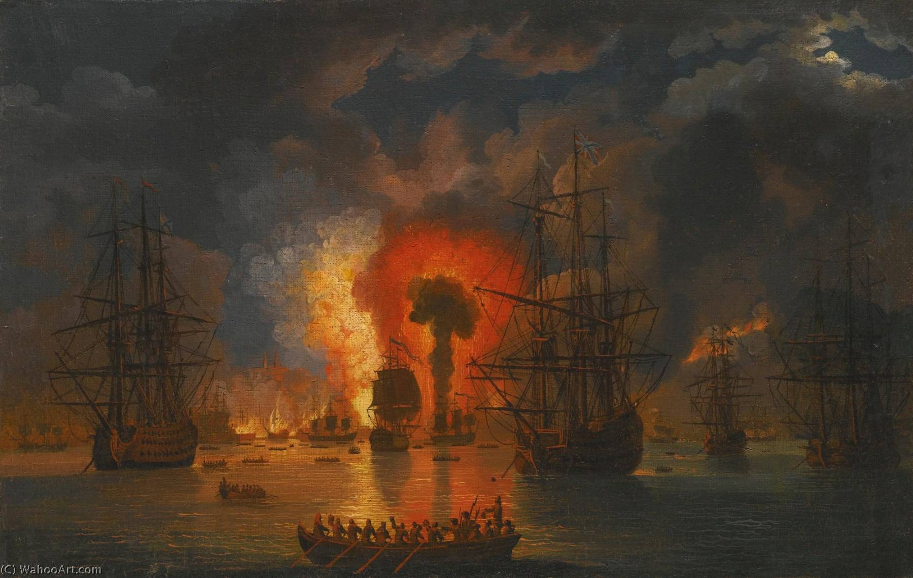 The Destruction Of The Turkish Fleet In The Battle Of Chesme 6 7 July 1770 — Jakob Philipp Hackert