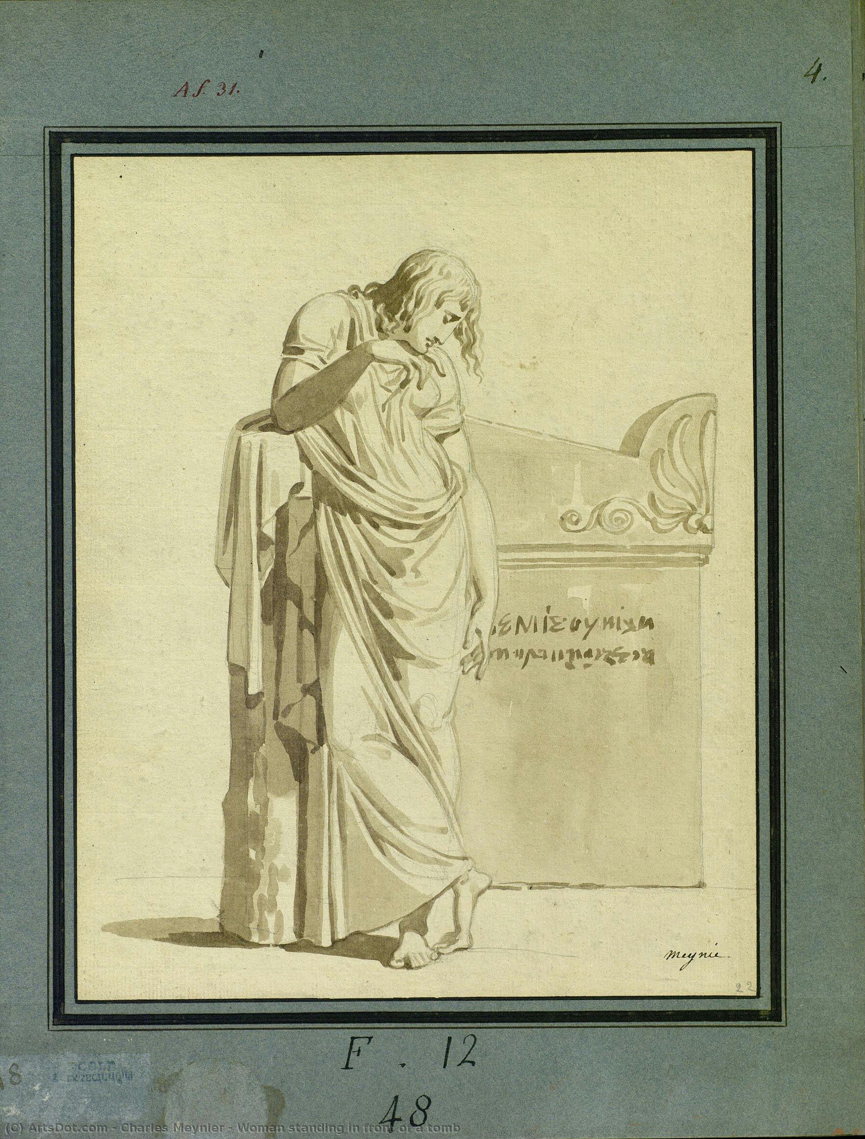 Woman Standing In Front Of A Tomb — Charles Meynier