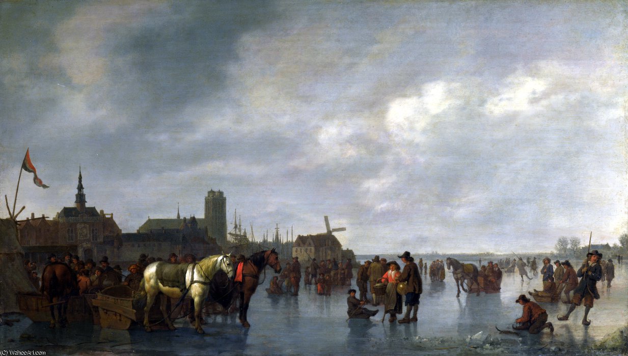 Scene On The Ice Outside Dordrecht — Abraham Pietersz Van Calraet