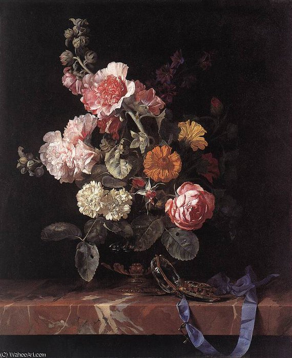 Vase Of Flowers With Watch — Willem Van Aelst