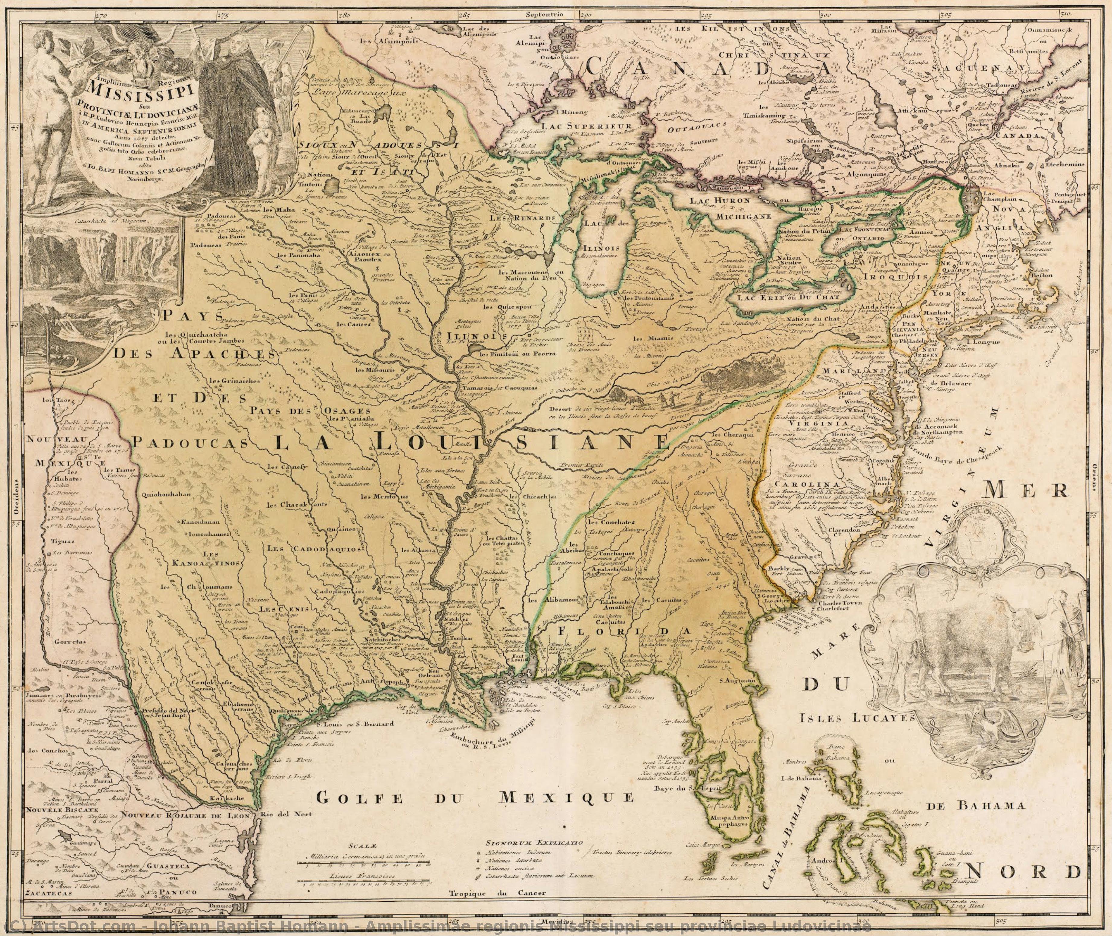Amplissimae Regionis Mississippi Seu Provinciae Ludovicinae — Johann Baptist Homann