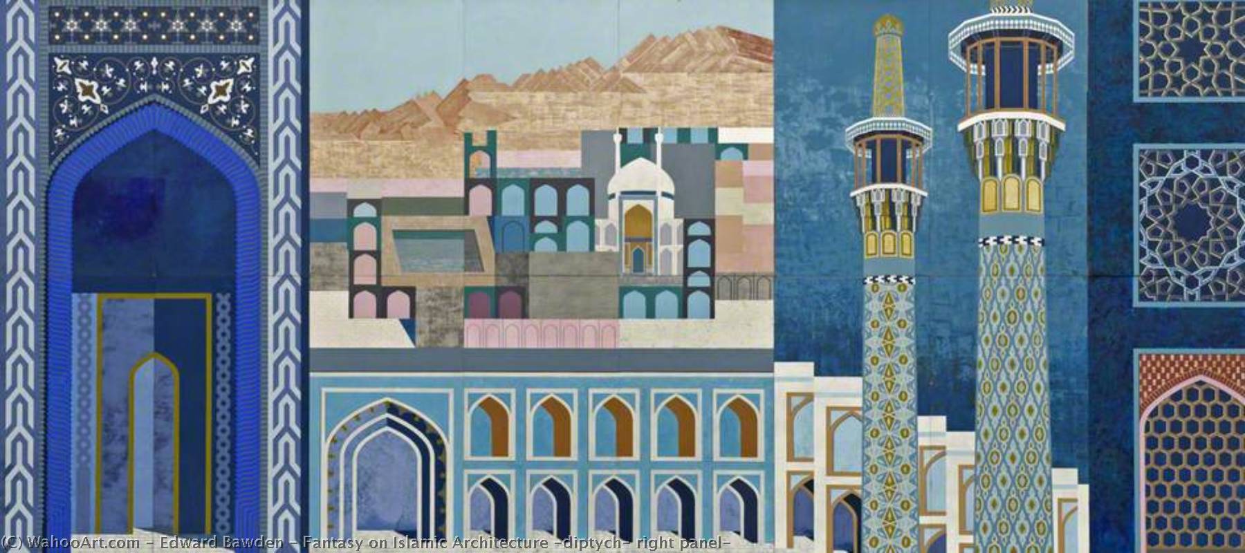 Fantasy On Islamic Architecture (diptych, Right Panel) — Edward Bawden