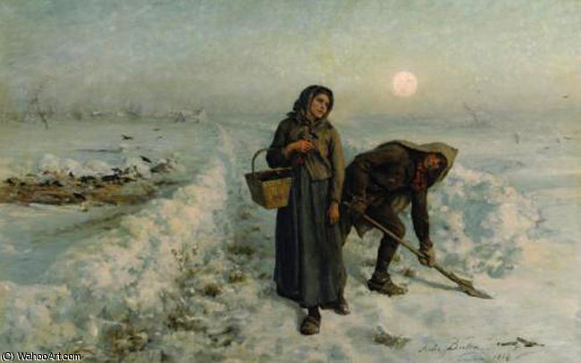 Sur La Route En Hiver Artois — Jules Adolphe Aimé Louis Breton