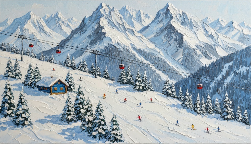 Ewige Alpine Einsamkeit: Eine Monumentale Impasto-studie Gefrorener Gipfel Und Stiller Hänge — Christian Noiret