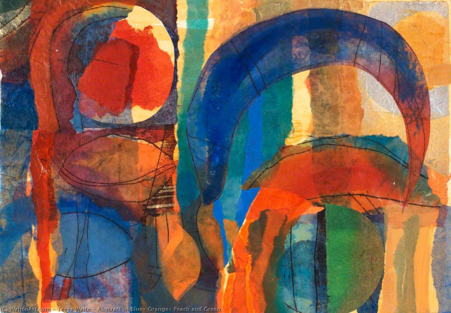 Abstract In Blue, Orange, Peach And Green — Tessa Waite