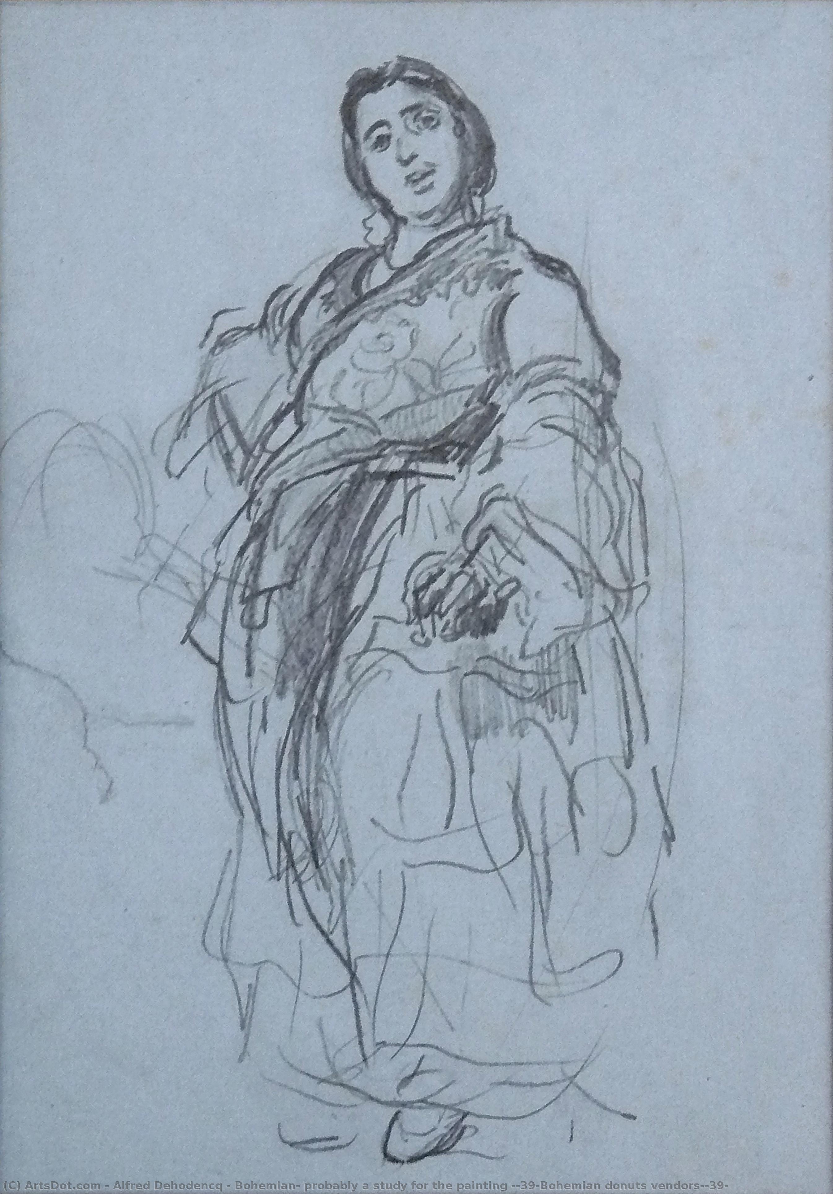 Bohemian, Probably A Study For The Painting 'bohemian Donuts Vendors' — Alfred Dehodencq