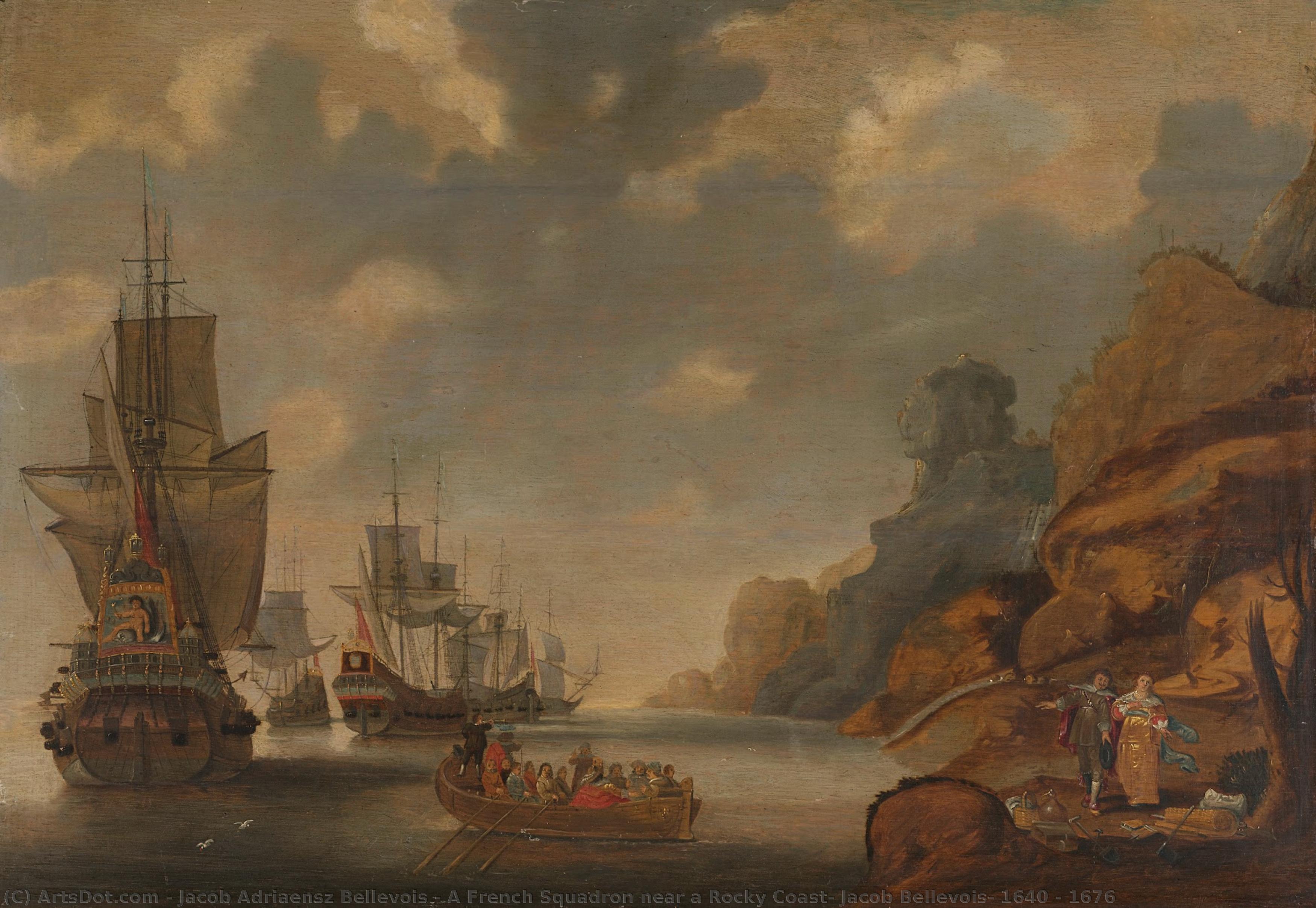 A French Squadron Near A Rocky Coast, Jacob Bellevois, 1640 - 1676 — Jacob Adriaensz Bellevois