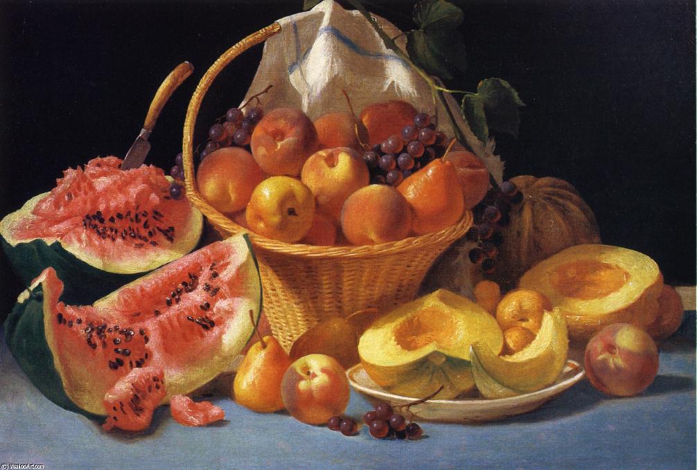 Still Life With Melons, Peaches And Grapes — John F Francis
