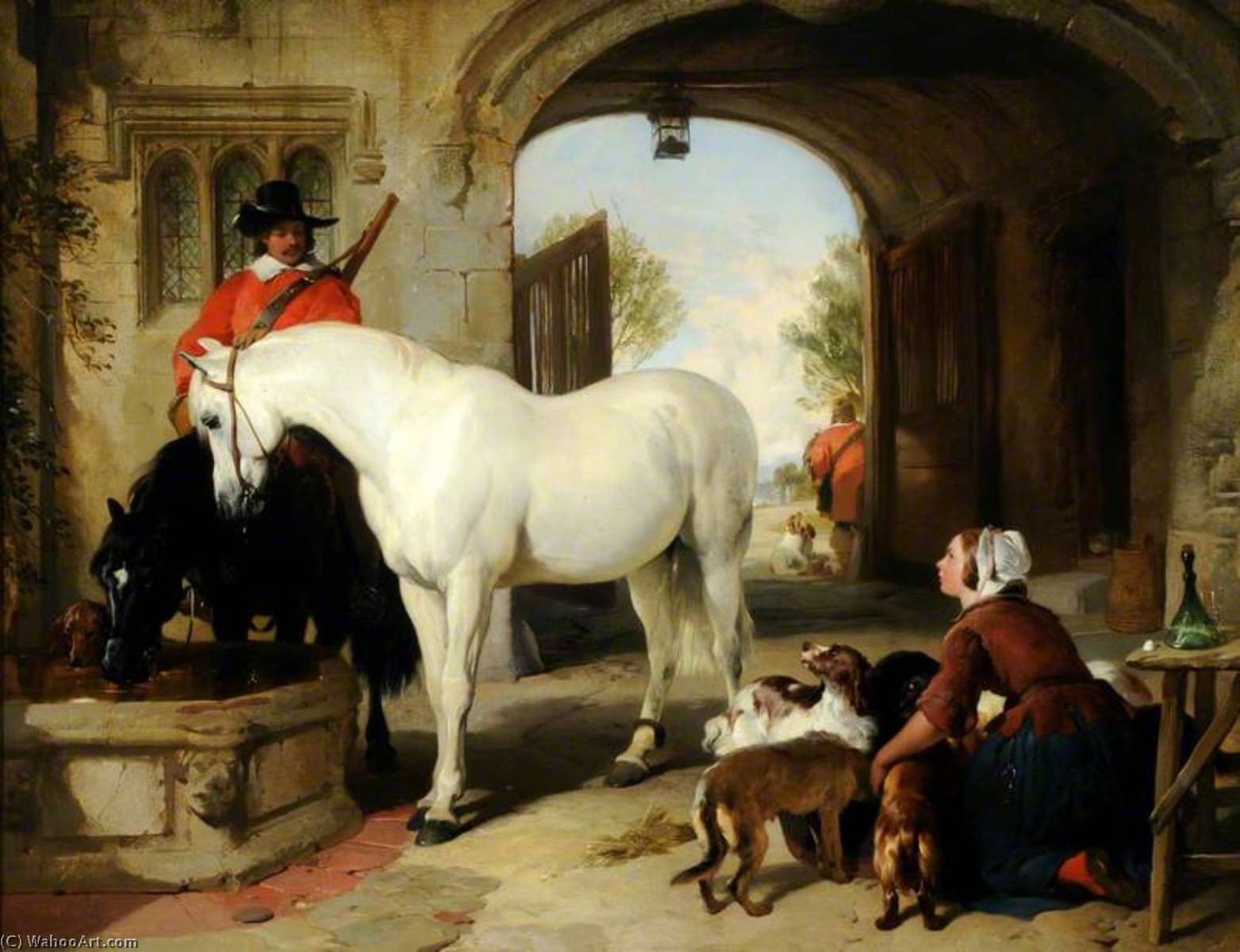 Horses Taken In To Bait — Sir Edwin Henry Landseer