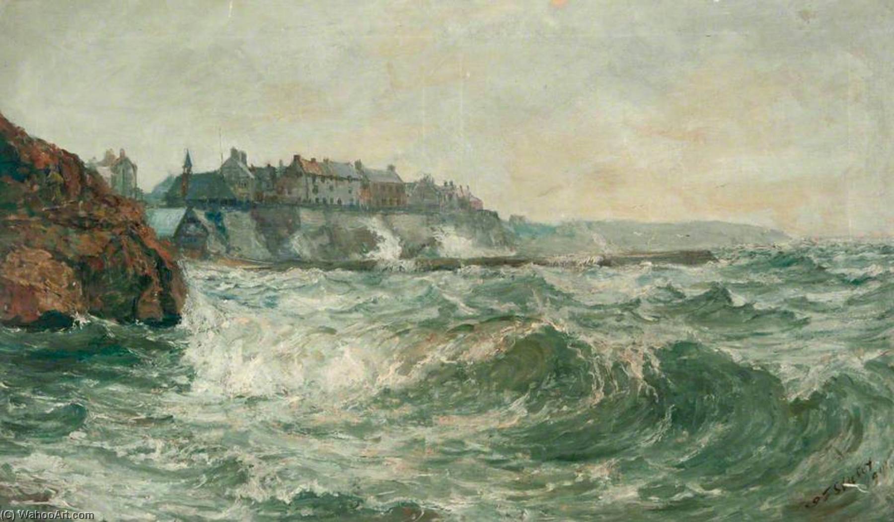 Stormy Sea At Cullercoats, Tyne And Wear — John Falconer Slater