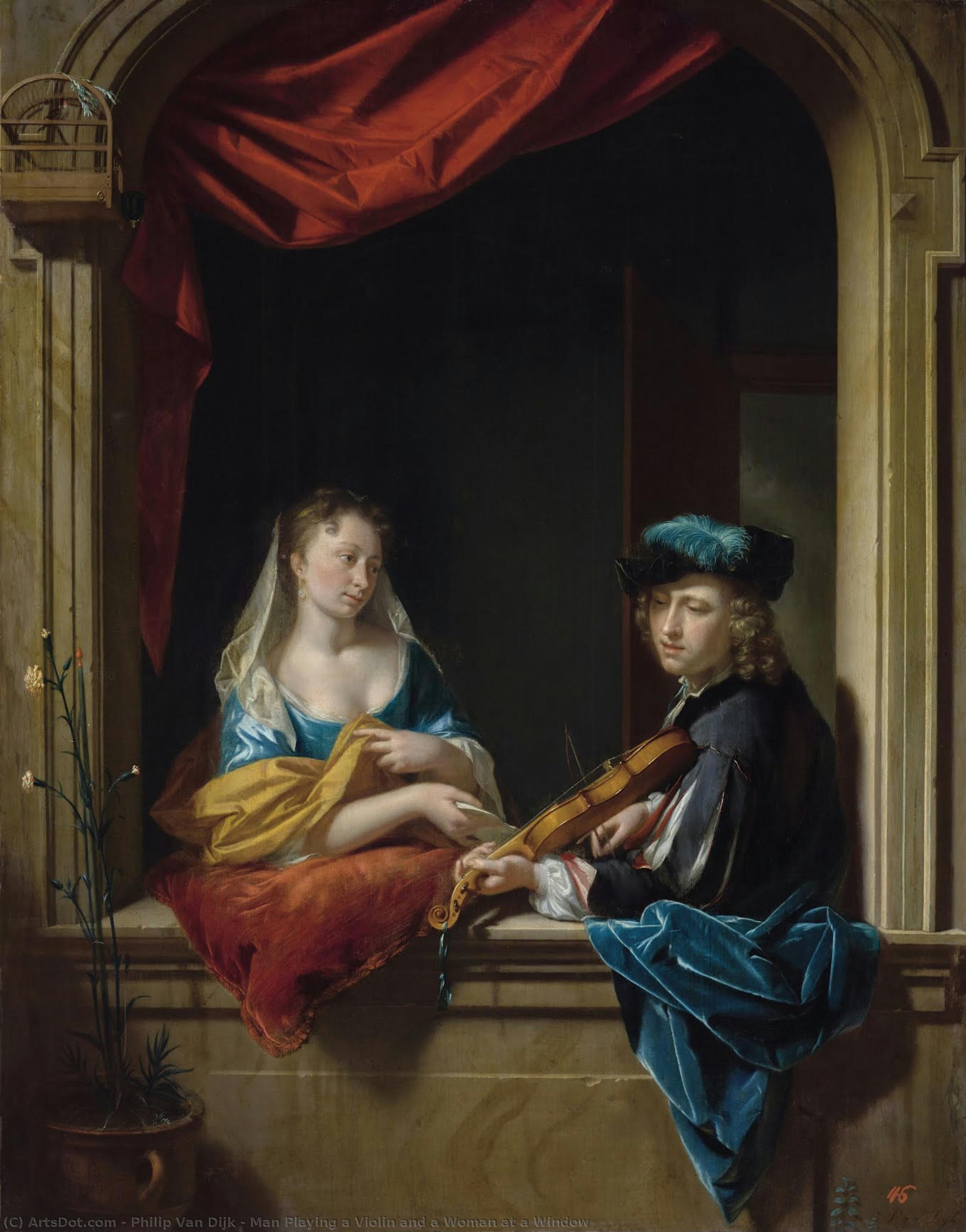 Man Playing A Violin And A Woman At A Window — Philip Van Dijk