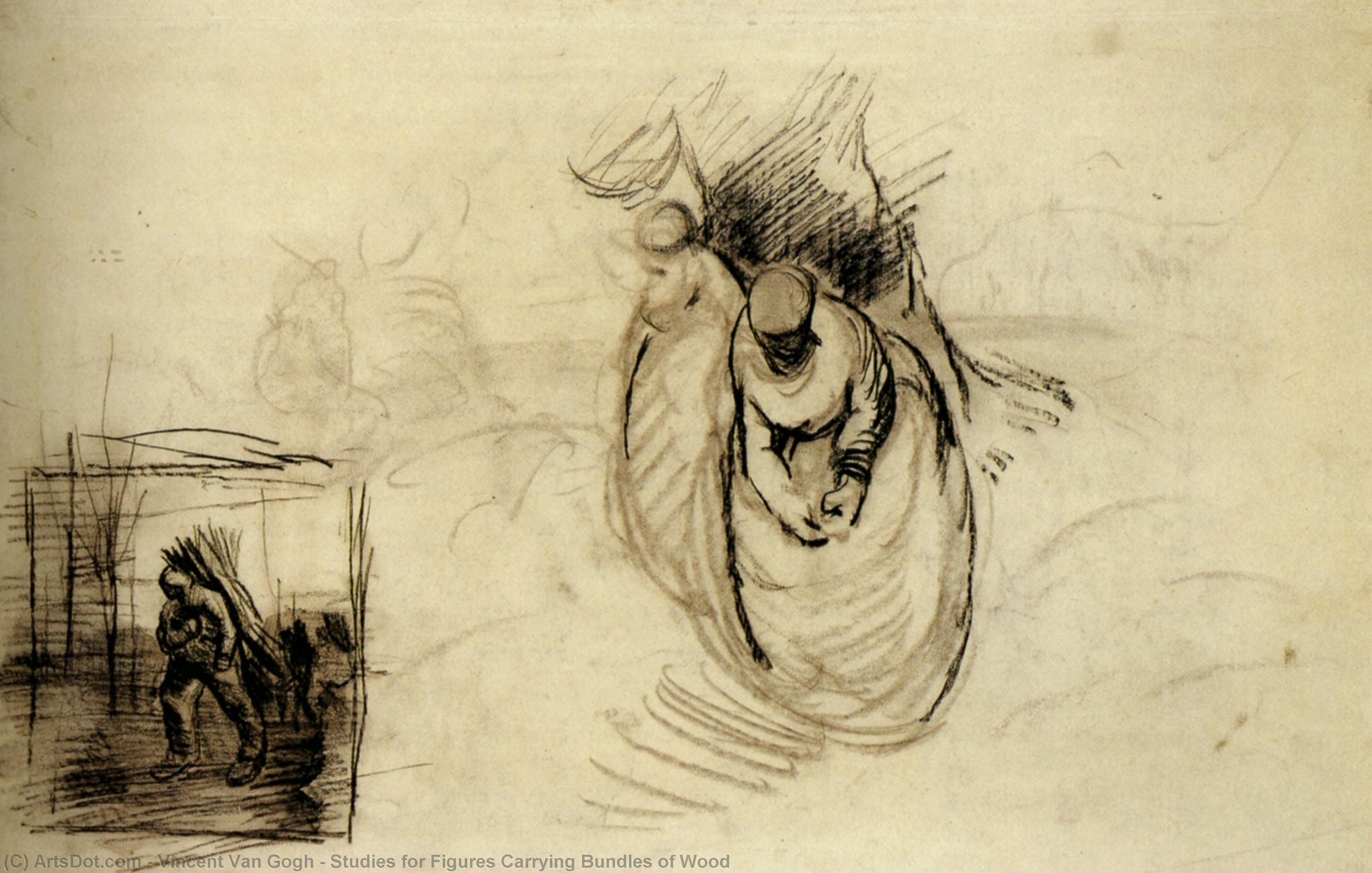 Studien Für Figuren Beim Tragen Von Holzscheiten — Vincent Willem Van Gogh