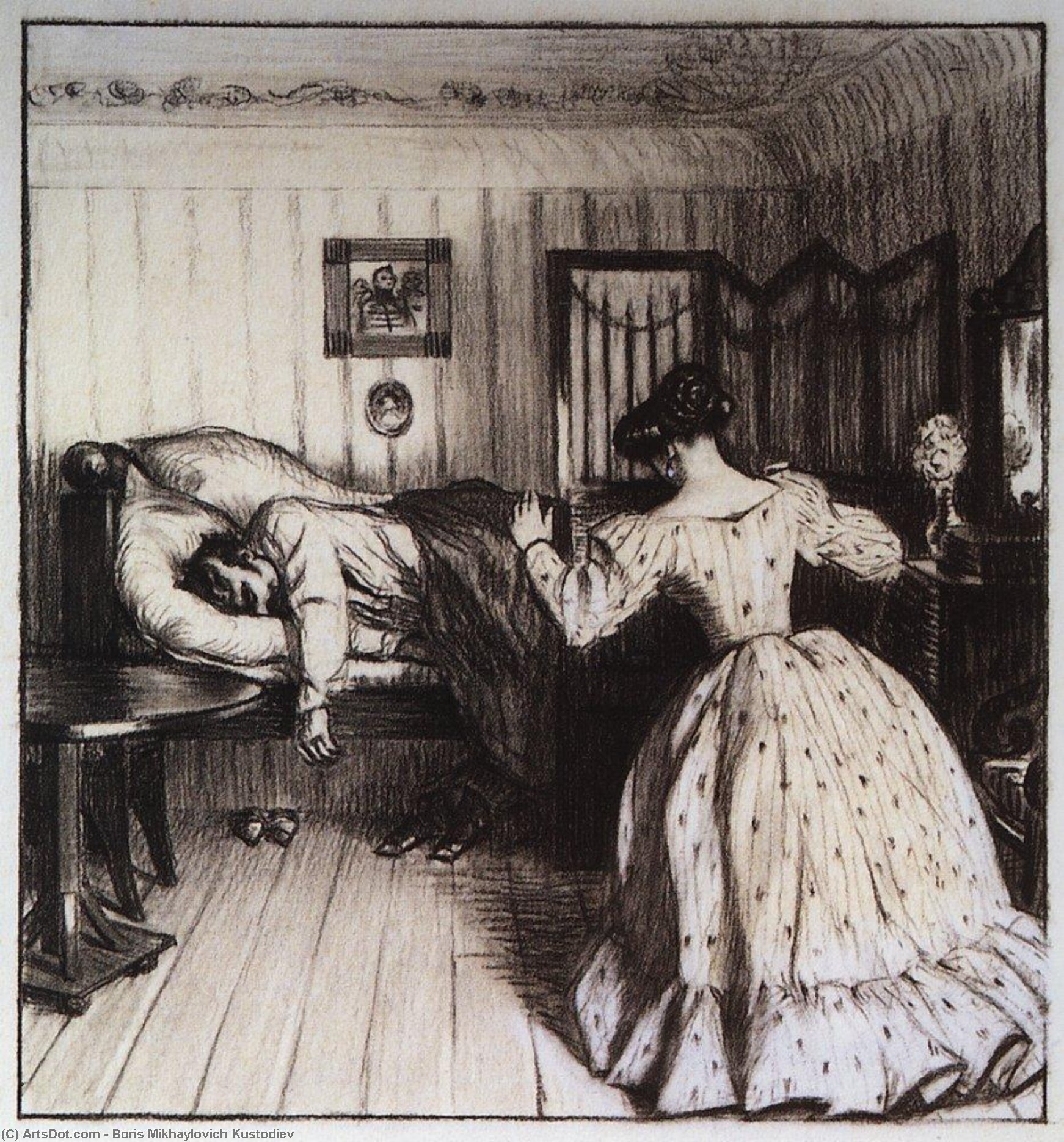 Wife Wakes Up Chertokutsky — Boris Kustodijev