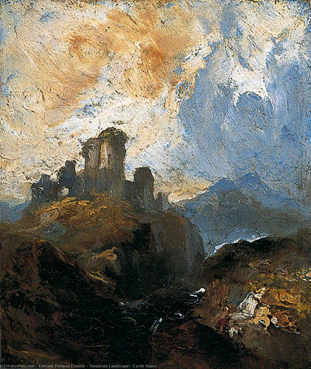 Mountain Landscape, Castle Ruins — Edward Thomas Daniell