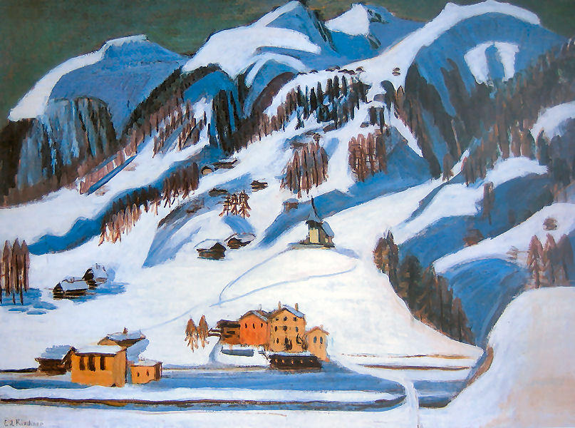 Mountains And Houses In The Snow — Ernst Ludwig Kirchner