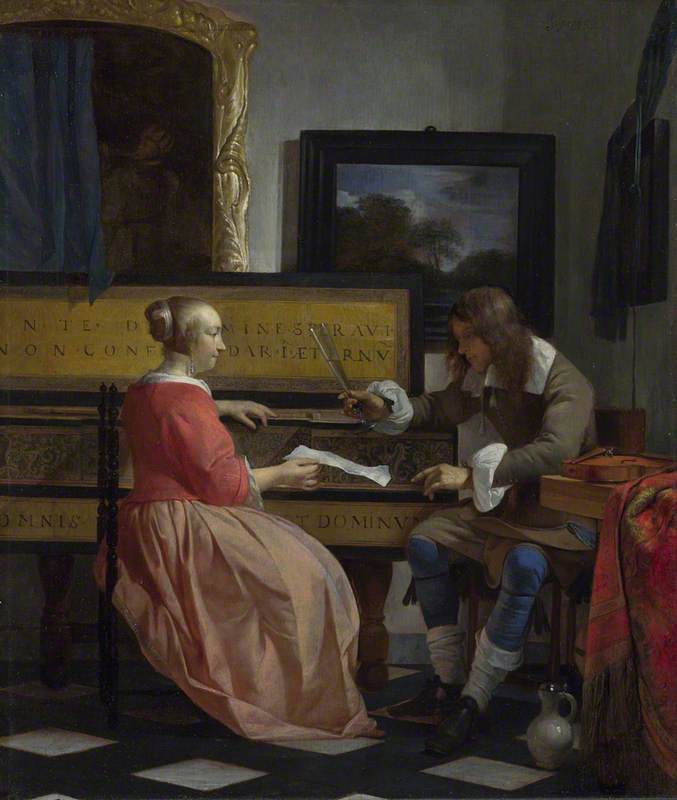 A Man And A Woman Seated By A Virginal — Gabriel Metsu