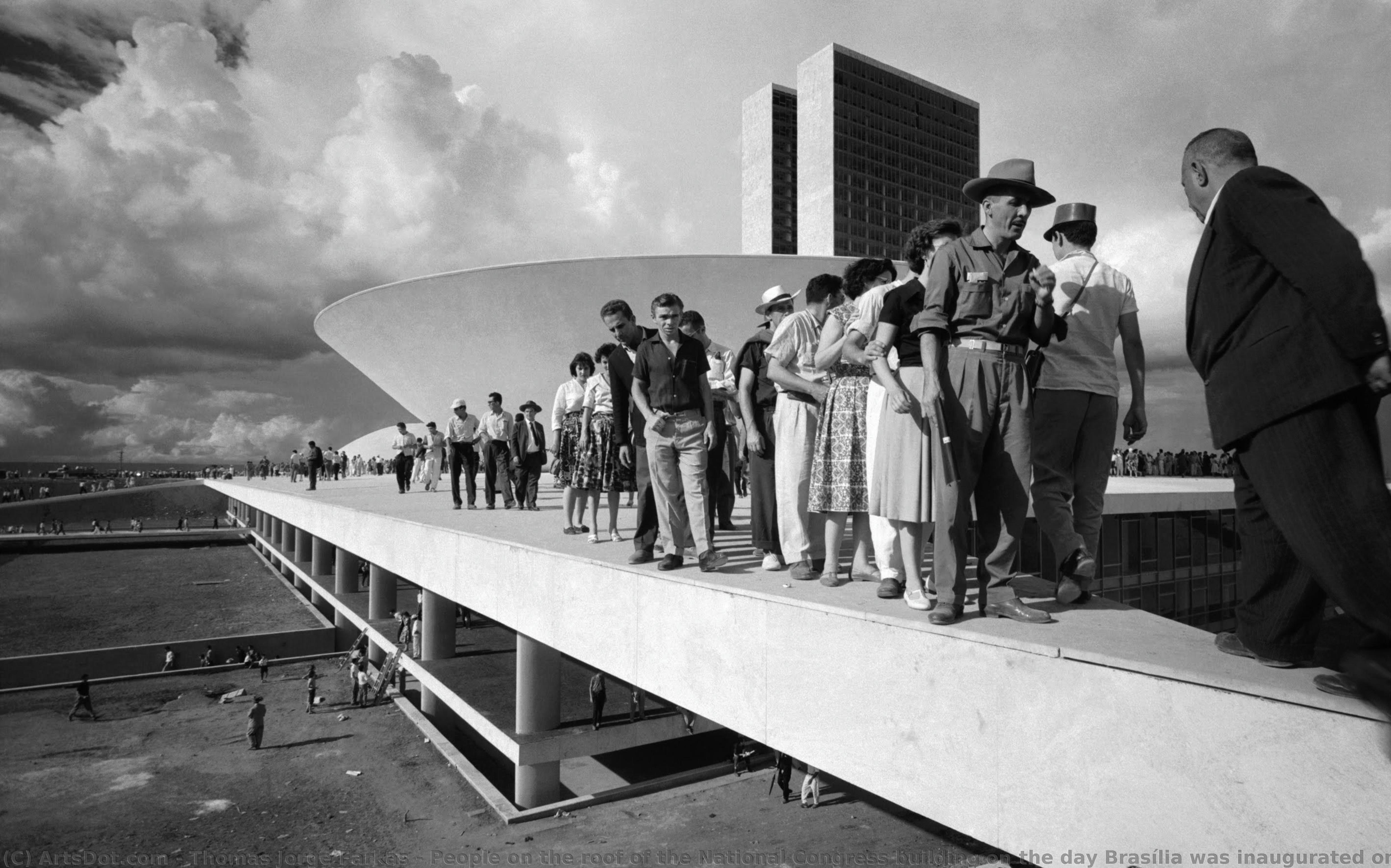 People On The Roof Of The National Congress Building On The Day Brasília Was Inaugurated On 21st April 1960, Brasília — Thomas Jorge Farkas