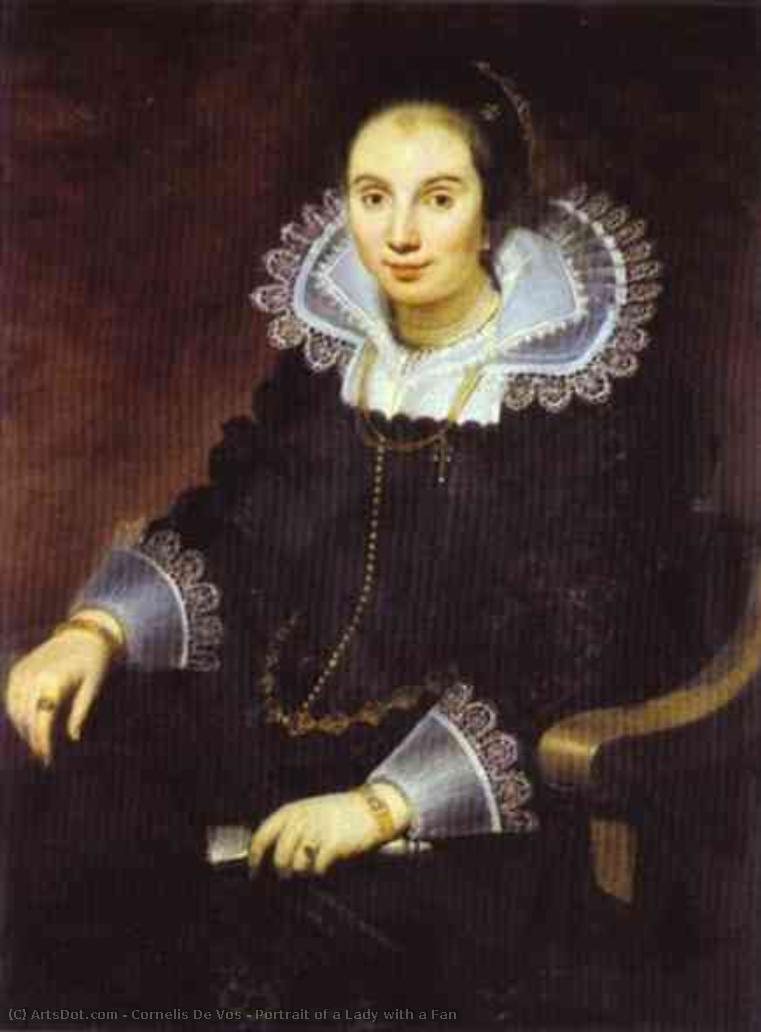 Portrait Of A Lady With A Fan — Cornelis De Vos